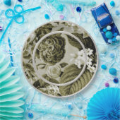 OIive緑の花のToile No.1 ペーパープレート (パーティー)