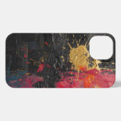 Oil Paint Splash Design Black, Red, Gold iPhoneケース (裏面横)