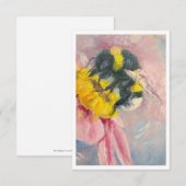 Oil Painting Bumblebee on Blue Flower Note Card ノートカード (正面/裏面)