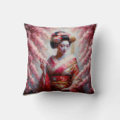 oil painting geisha and cherry tree クッション (裏面)