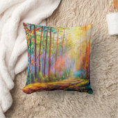 oil painting gorgeous forest in autumn, scenic la クッション (ブランケット)