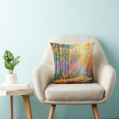 oil painting gorgeous forest in autumn, scenic la クッション (椅子)