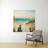  oil painting of ocean beach dunes with seagulls o タペストリー (インサイチュ)