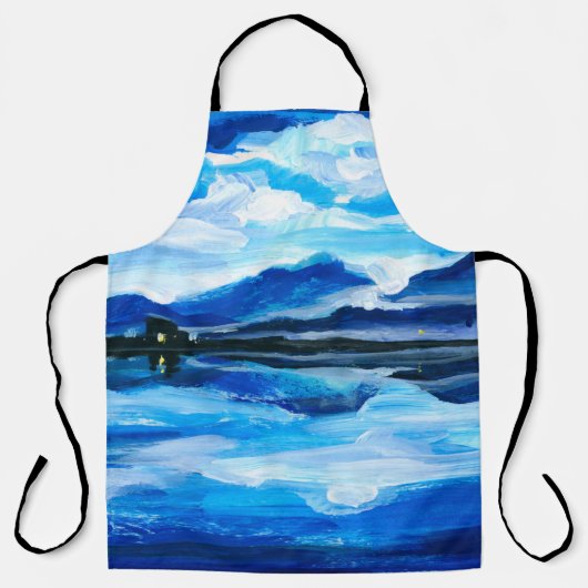Oil Painting of the twilight on mountain lake. Al エプロン (正面)