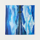  Oil Painting of the twilight on mountain lake. Al タペストリー (正面(横))