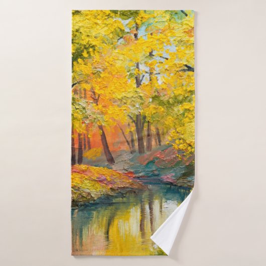 oil painting on canvas - autumn forestpaint,oil,ar バスタオル (バスタオル)