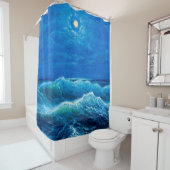 oil painting showing waves in ocean or sea on can シャワーカーテン (インサイチュ)