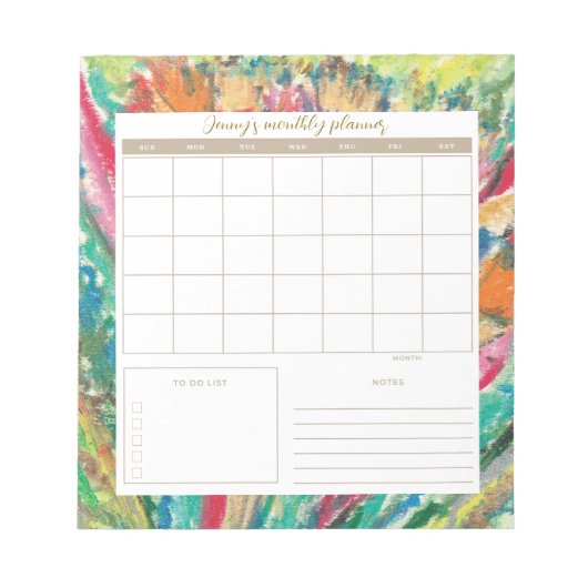 oil pastel Botanical Daily Planner/Calendar Pad ノートパッド (正面)