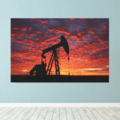 Oil Pumpjack Poster - West Texas Industrial Print キャンバスプリント (インサイチュ (ウッドフロア))