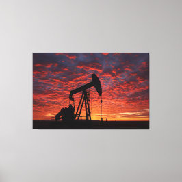 Oil Pumpjack Poster - West Texas Industrial Print キャンバスプリント