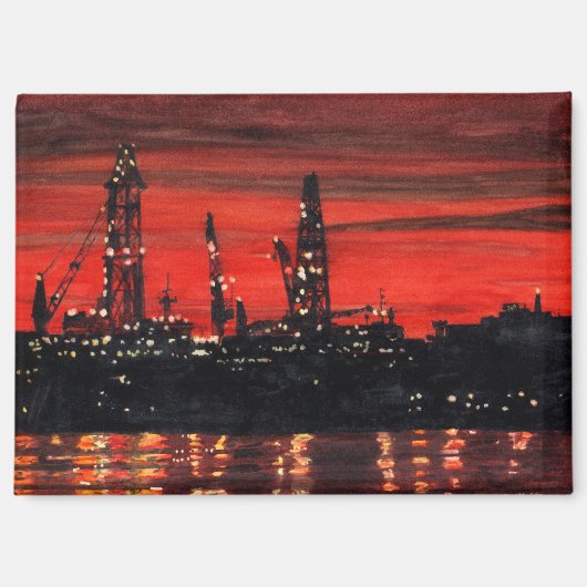 Oil Rigs at Night マグネット (正面)
