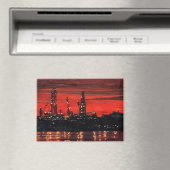 Oil Rigs at Night マグネット (インサイチュ (食洗機))