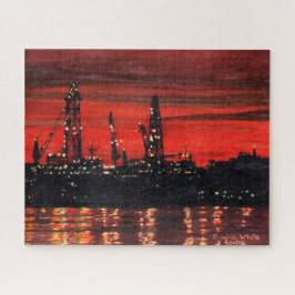 Oil Rigs at Night 520pc Puzzle ジグソーパズル