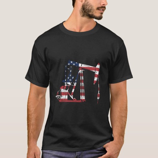 Oilfield Rig Usa American Flag Oil Field Refinery  Tシャツ (正面)