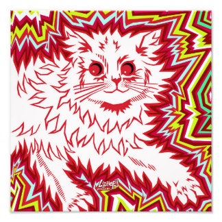 Oingo Boingo psychedelic cat print (variations) フォトプリント