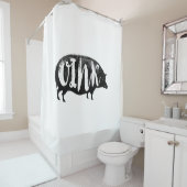 OINKおもしろいなヴィンテージのブタ シャワーカーテン (インサイチュ)