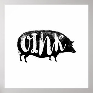 OINKおもしろいなヴィンテージのブタ ポスター