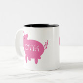 Oinkピンクのブタのマグ ツートーンマグカップ (正面左)