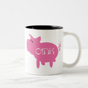 Oinkピンクのブタのマグ ツートーンマグカップ