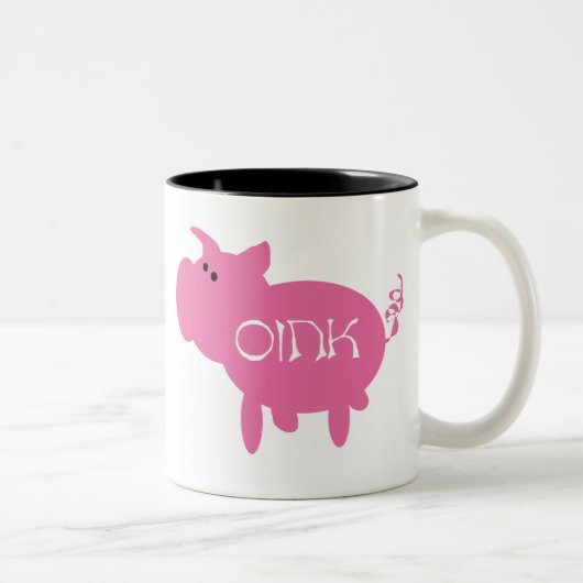 Oinkピンクのブタのマグ ツートーンマグカップ (右)