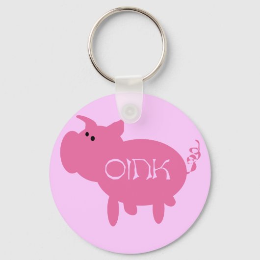 OinkピンクのブタのTシャツおよびギフト キーホルダー (正面)