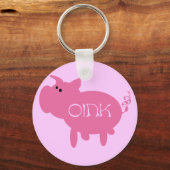 OinkピンクのブタのTシャツおよびギフト キーホルダー (正面)