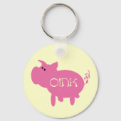 OinkピンクのブタのTシャツおよびギフト キーホルダー (正面)