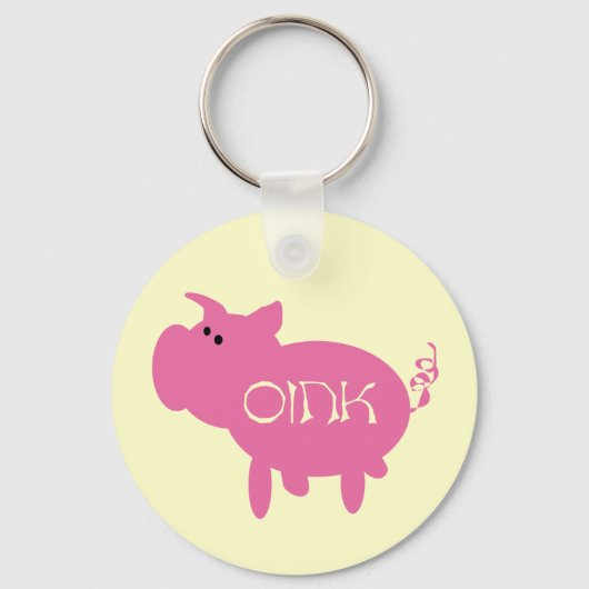 OinkピンクのブタのTシャツおよびギフト キーホルダー (正面)