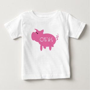 OinkピンクのブタのTシャツおよびギフト ベビーTシャツ