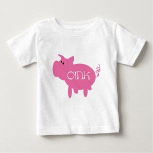 OinkピンクのブタのTシャツおよびギフト ベビーTシャツ