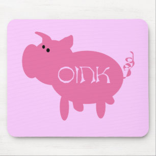 OinkピンクのブタのTシャツおよびギフト マウスパッド