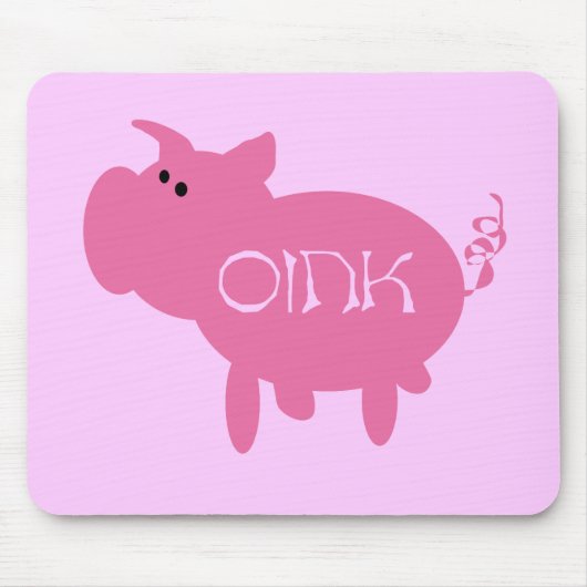 OinkピンクのブタのTシャツおよびギフト マウスパッド (正面)