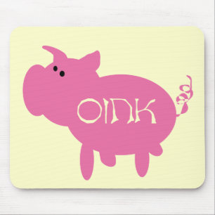 OinkピンクのブタのTシャツおよびギフト マウスパッド