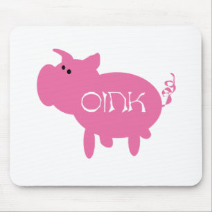OinkピンクのブタのTシャツおよびギフト マウスパッド