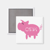 OinkピンクのブタのTシャツおよびギフト マグネット (正面/裏面)