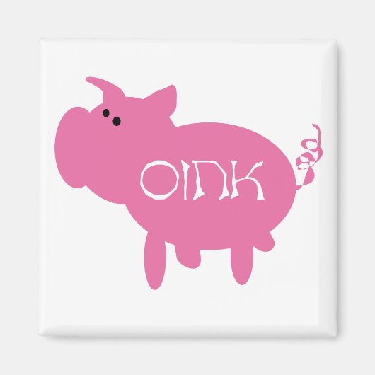 OinkピンクのブタのTシャツおよびギフト マグネット (正面)