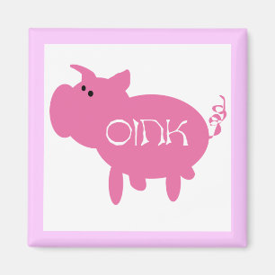 OinkピンクのブタのTシャツおよびギフト マグネット