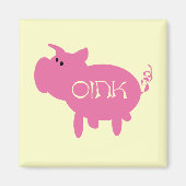 OinkピンクのブタのTシャツおよびギフト マグネット (正面)