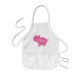 OinkピンクのブタのTシャツおよびギフト 子供用エプロン