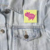 OinkピンクのブタのTシャツおよびギフト 缶バッジ (インサイチュ)