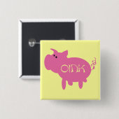 OinkピンクのブタのTシャツおよびギフト 缶バッジ (正面&裏面)