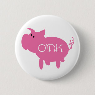 OinkピンクのブタのTシャツおよびギフト 缶バッジ