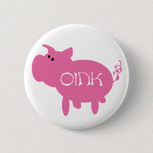 Oinkピンクのブタ 缶バッジ (正面)