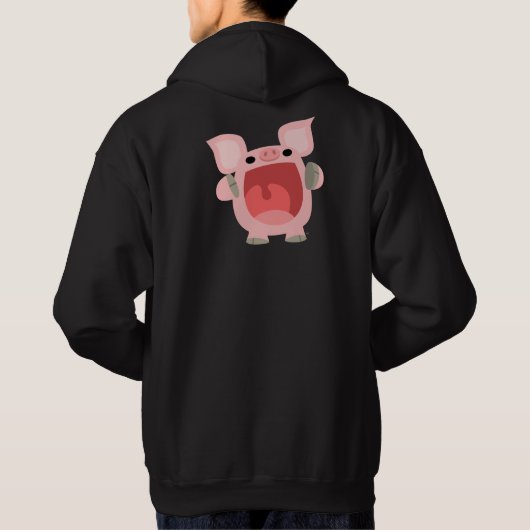 「OINK!!!」 かわいいマンガ豚フード付きスウェットシャツ パーカ (裏面)