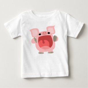 「OINK!!!」 かわいいマンガ豚ベビーTシャツ ベビーTシャツ