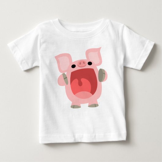 「OINK!!!」 かわいいマンガ豚ベビーTシャツ ベビーTシャツ (正面)