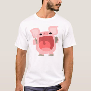 "OINK!!!" かわいい漫画のブタの子供のTシャツ Tシャツ