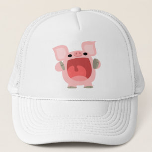 "OINK!!!" かわいい漫画のブタの帽子 キャップ