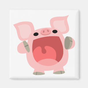 "OINK!!!" かわいい漫画のブタの磁石 マグネット