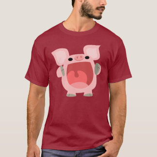 "OINK!!!" かわいい漫画のブタのTシャツ Tシャツ
